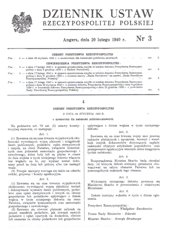 dekret moratorium o podatkach 16I1940